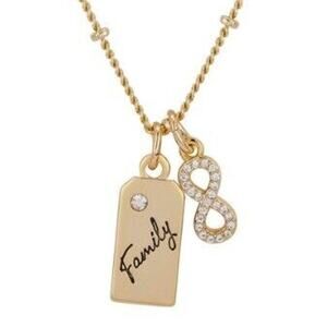 Unwritten 14K Gold Plated Necklace 'Infinite Love' CZ Family Charm Women's NWT